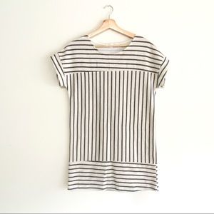 Pomp and Circumstance Neutral Stripe Shift Dress S